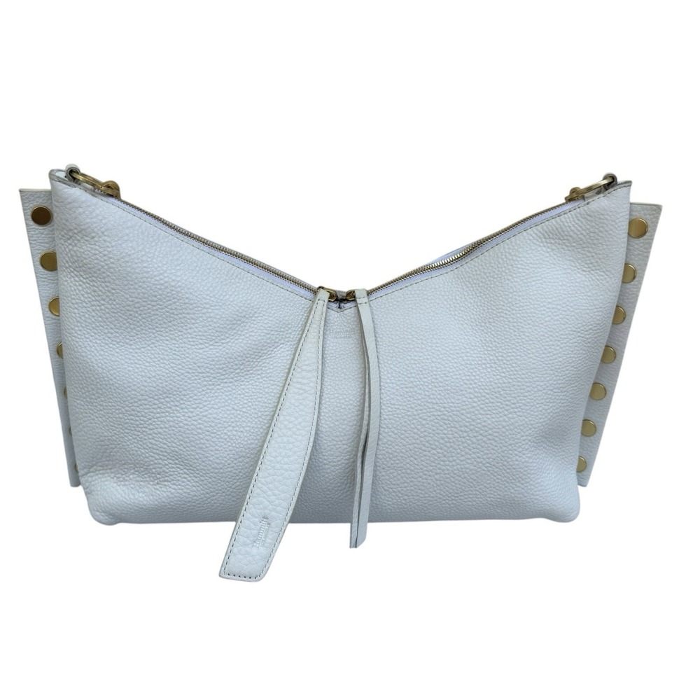 Hammitt Mr. G Large White Pebbled Leather Bag Gold Rivets Red Interior Rare - Picture 1 of 16